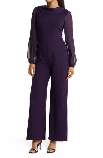 Connected Apparel Chiffon Long Sleeve Jumpsuit