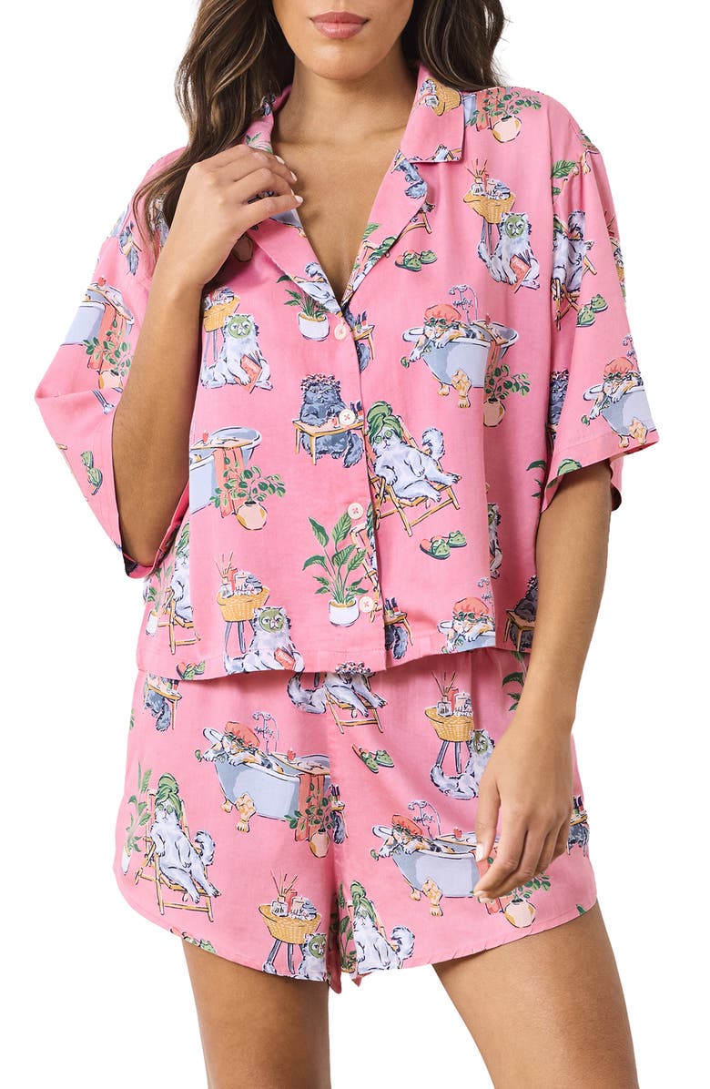 Printfresh Sweet Dreams Satin Pajamas, Main, color, Pink Polish