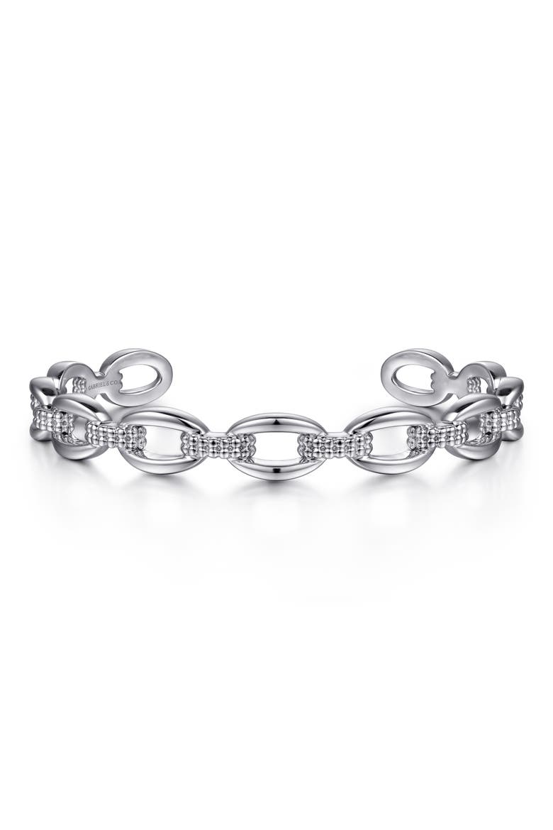 Oval Link Cuff Bracelet, Main, color, STERLING SILVER
