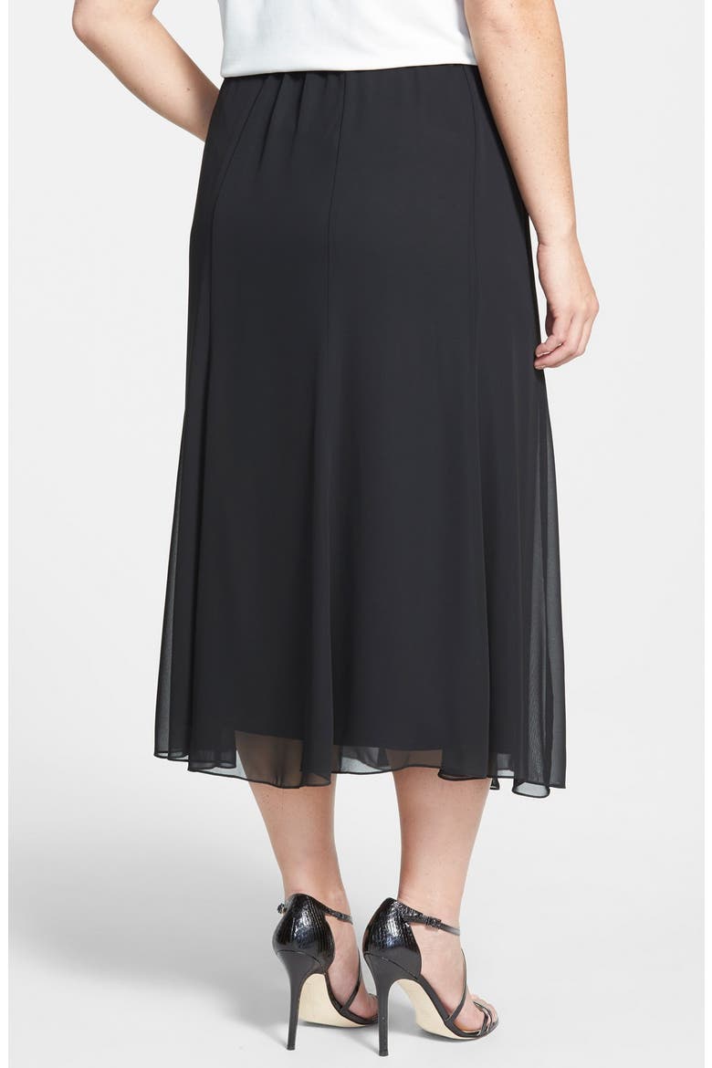 Chiffon Midi Skirt, Alternate, color, BLACK