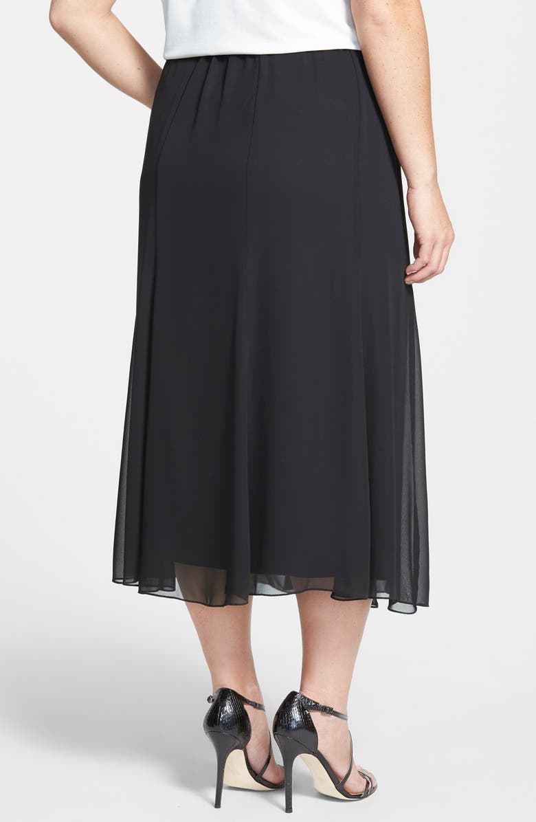 Alex Evenings Chiffon Midi Skirt, Alternate, color, Black