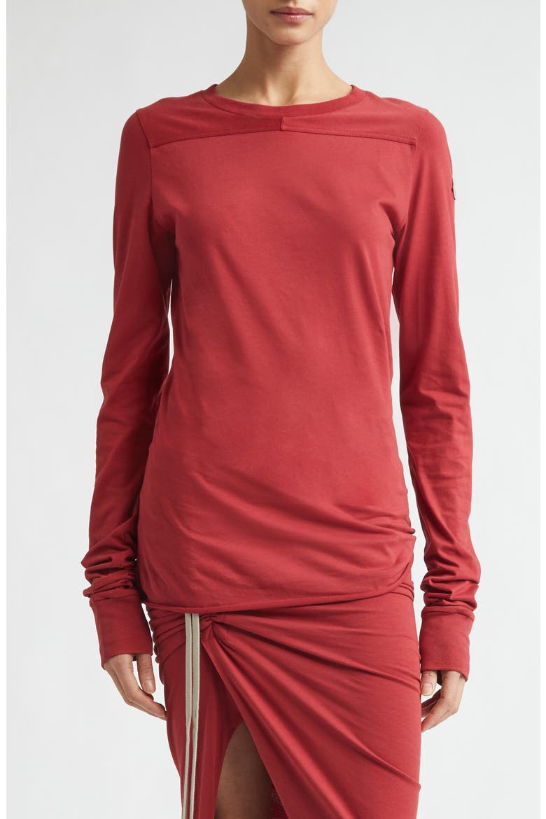 x Rick Owens Girder Long Sleeve Yoke T-Shirt, Main, color, RED