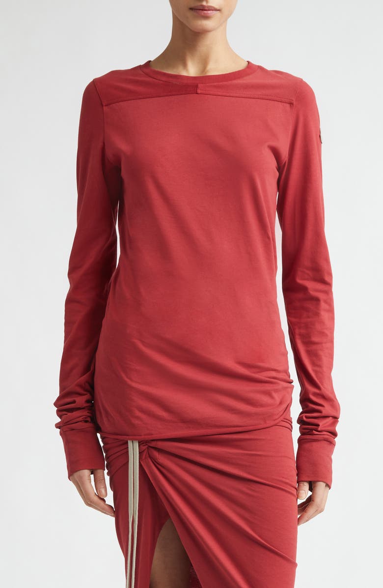 Moncler x Rick Owens Girder Long Sleeve Yoke T-Shirt, Main, color, Red