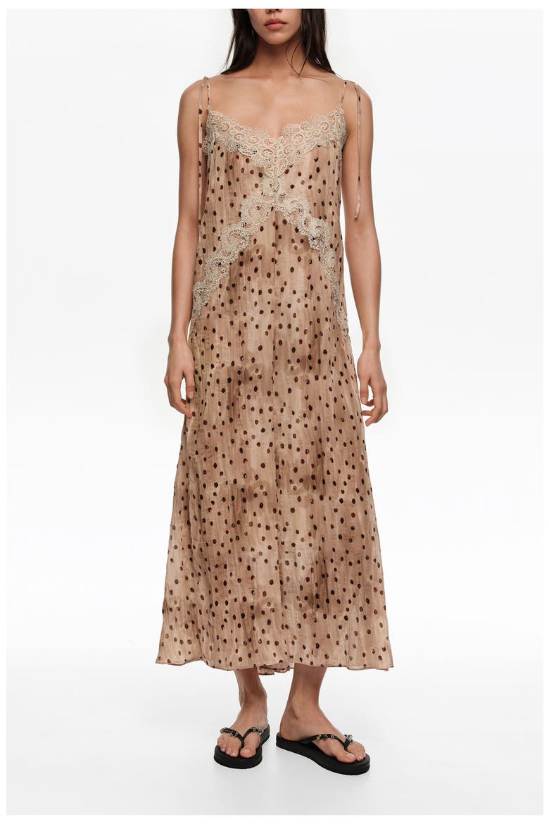 Lace Fluid Dress, Main, color, WATERCOLOR DOTS
