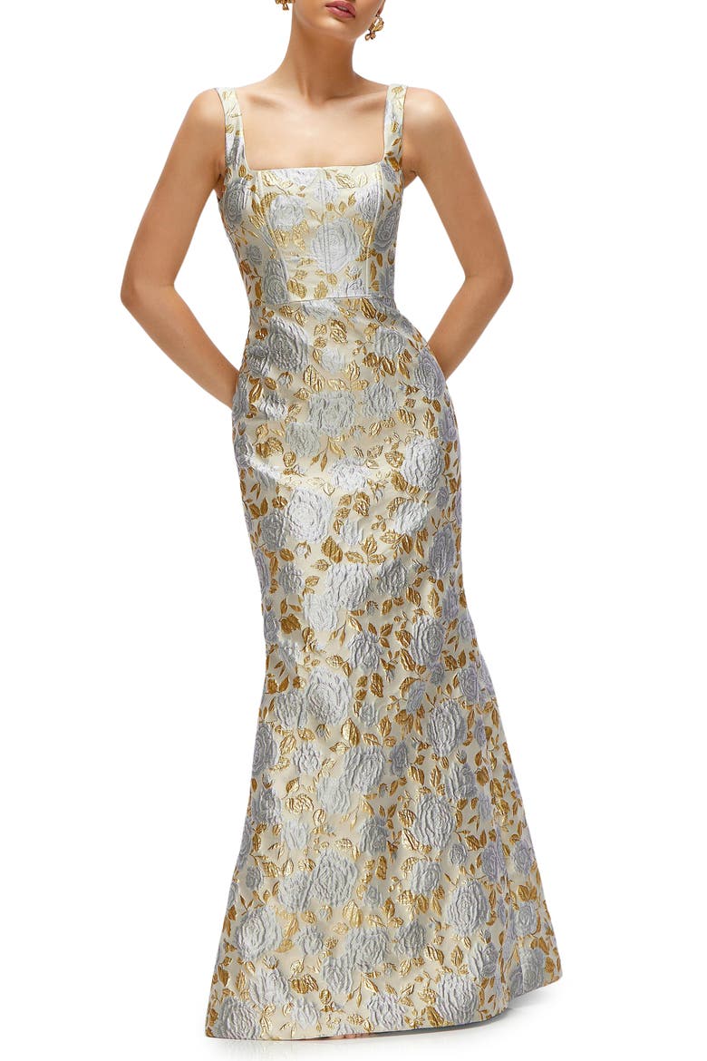 garden dress metallic bloom STAUD Garden metallic brocade mini dress