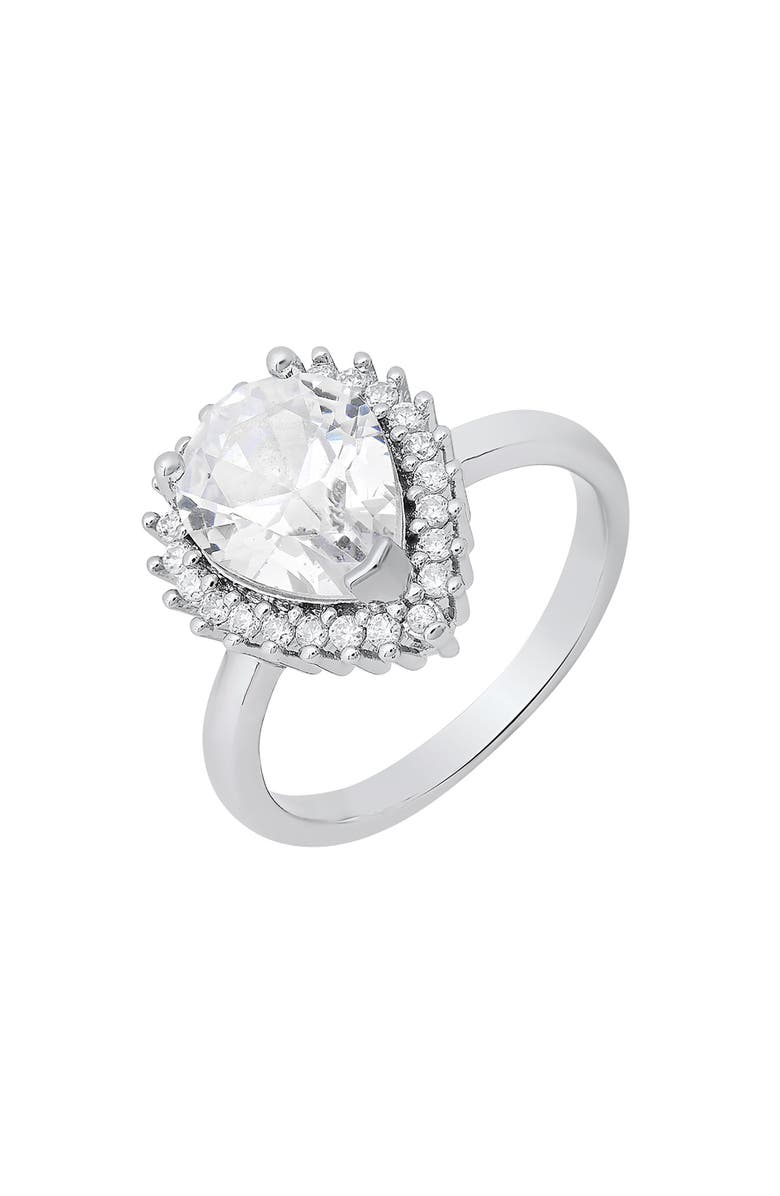 HMY JEWELRY Pear Simulated Diamond Pavé Ring, Alternate, color, Silver