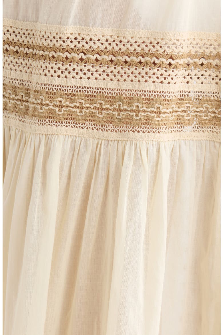 Audra Lace Trim Tie Front Cover-Up Dress, Alternate, color, SANDSTONE