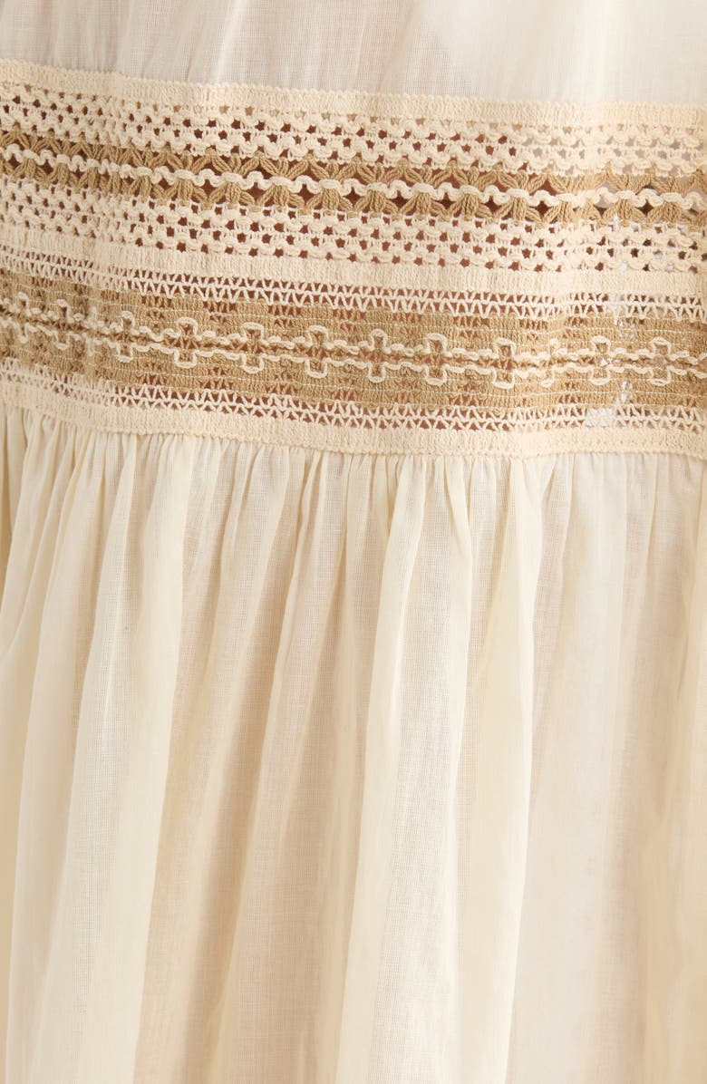 Ramy Brook Audra Lace Trim Tie Front Cover-Up Dress, Alternate, color, Sandstone