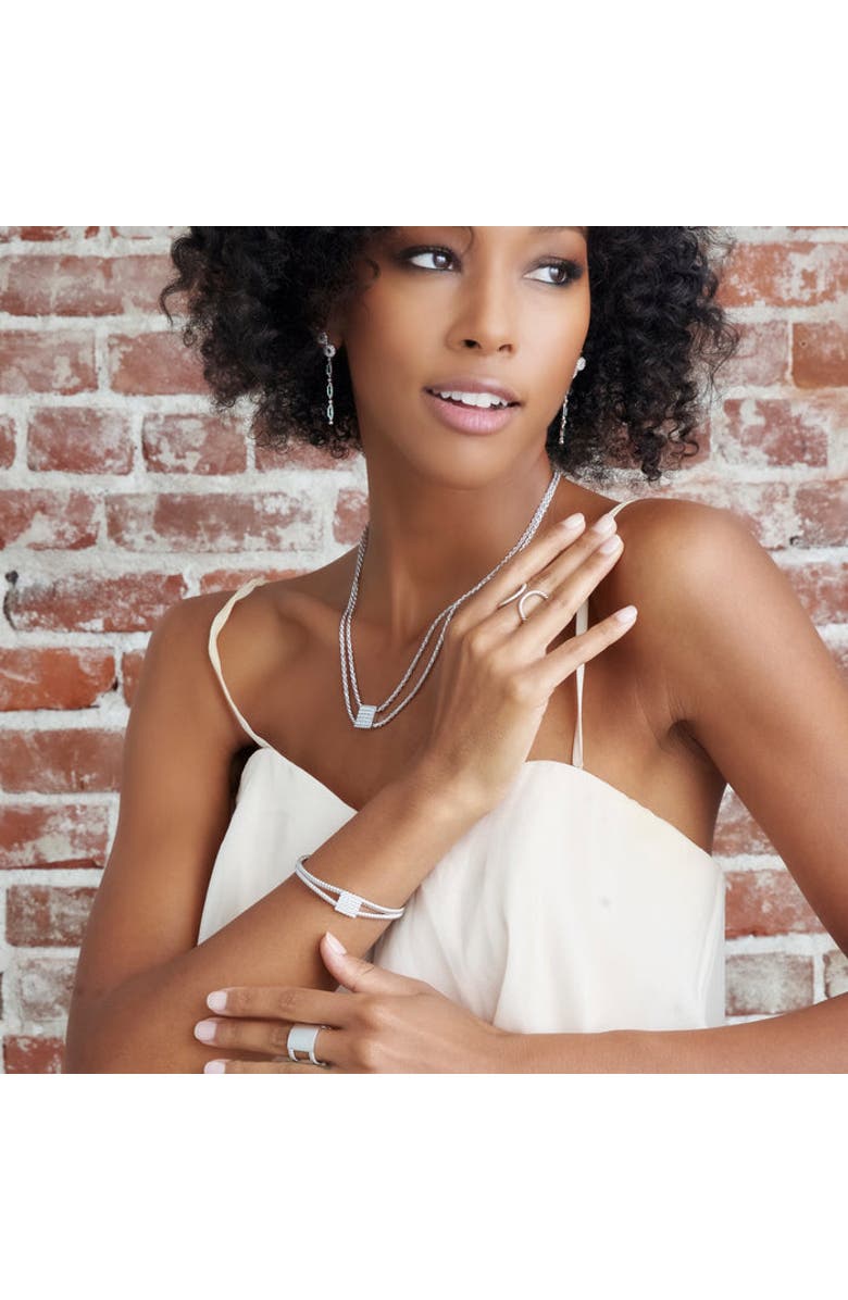 ZARUX Flower Drop Earrings, Alternate, color, White Gold