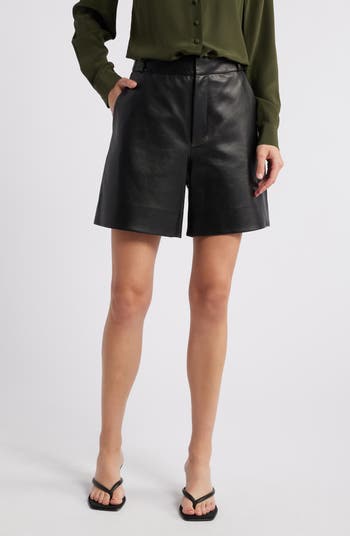 Frame Denim popular lamb leather black shorts