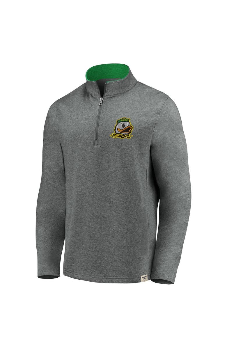 FANATICS Men's Fanatics Heather Gray Oregon Ducks True Classics Signature Fleece Quarter-Zip Pullover, Alternate, color, Heather Gray