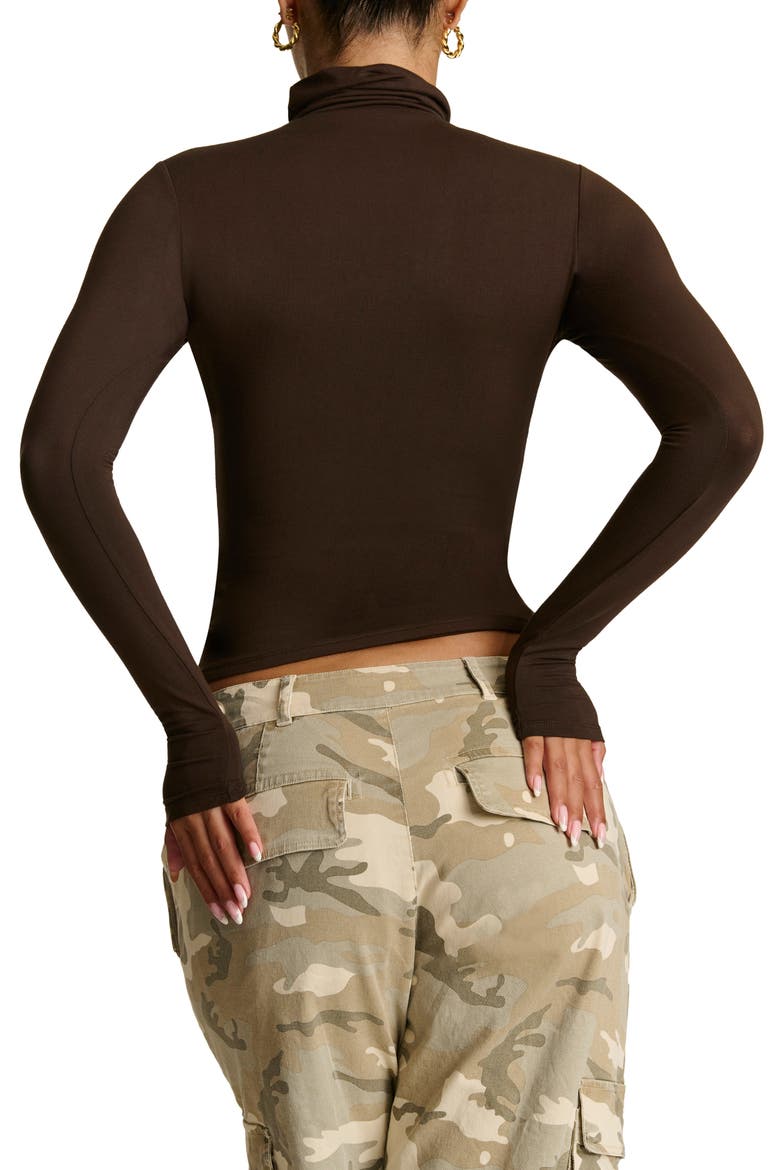 Smooth Turtleneck Top, Alternate, color, DARK CHOCOLATE