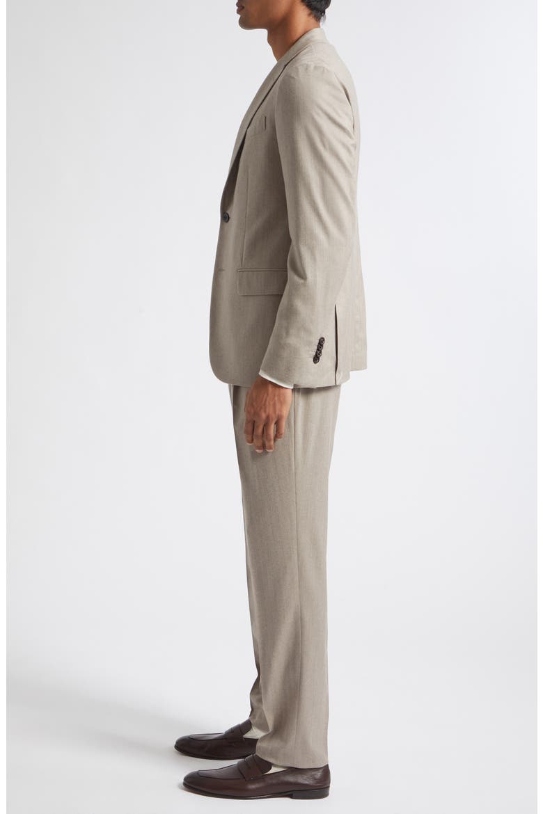 Herringbone Stretch Virgin Wool Suit, Alternate, color, BEIGE