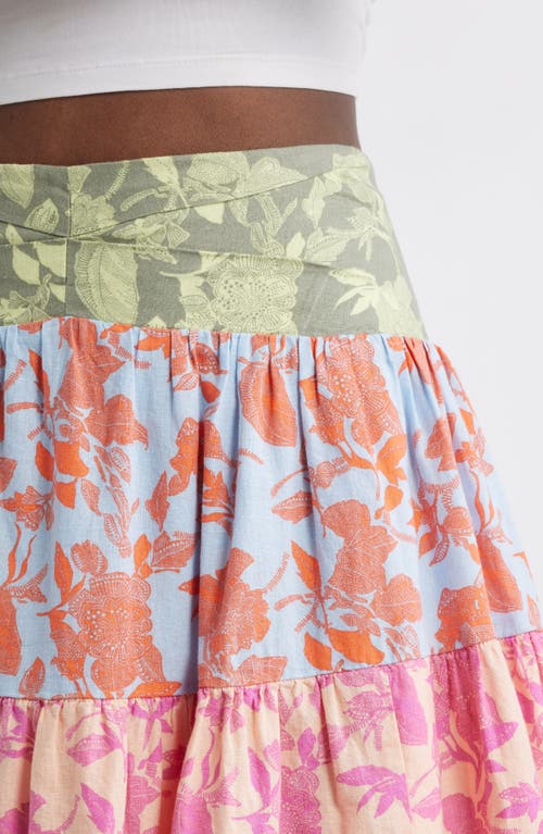 Treasure & Bond Tiered Linen Blend Miniskirt In Pink