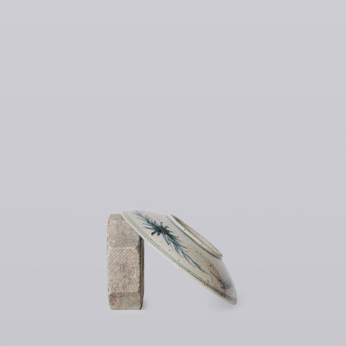 Cobalt Guild Small Blue And White Porcelain Dancing Crane Dish In Blue