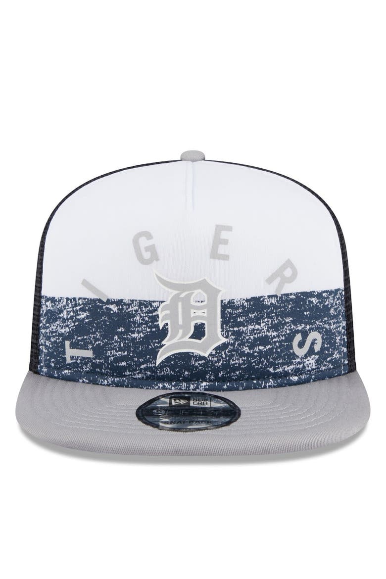 Men's New Era White/Gray Detroit Tigers Team Foam Front A-Frame Trucker 9FIFTY Snapback Hat, Alternate, color, White