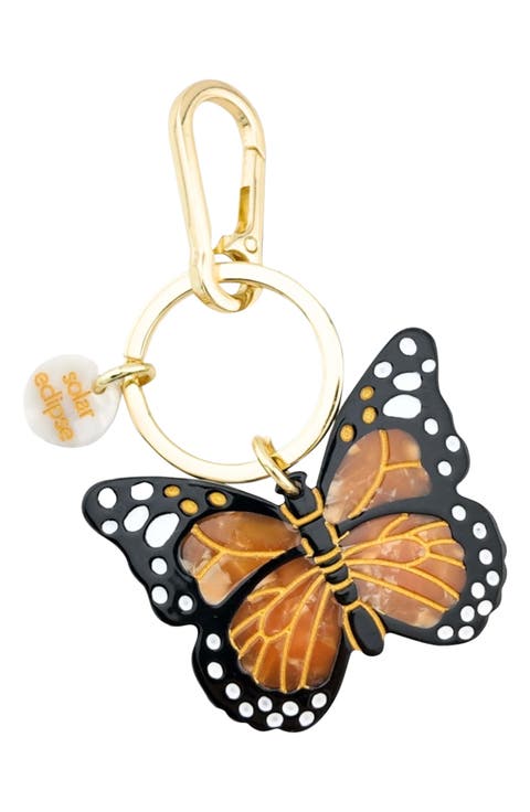 Hand Painted Monarch Butterfly Key Chain Bag Charm