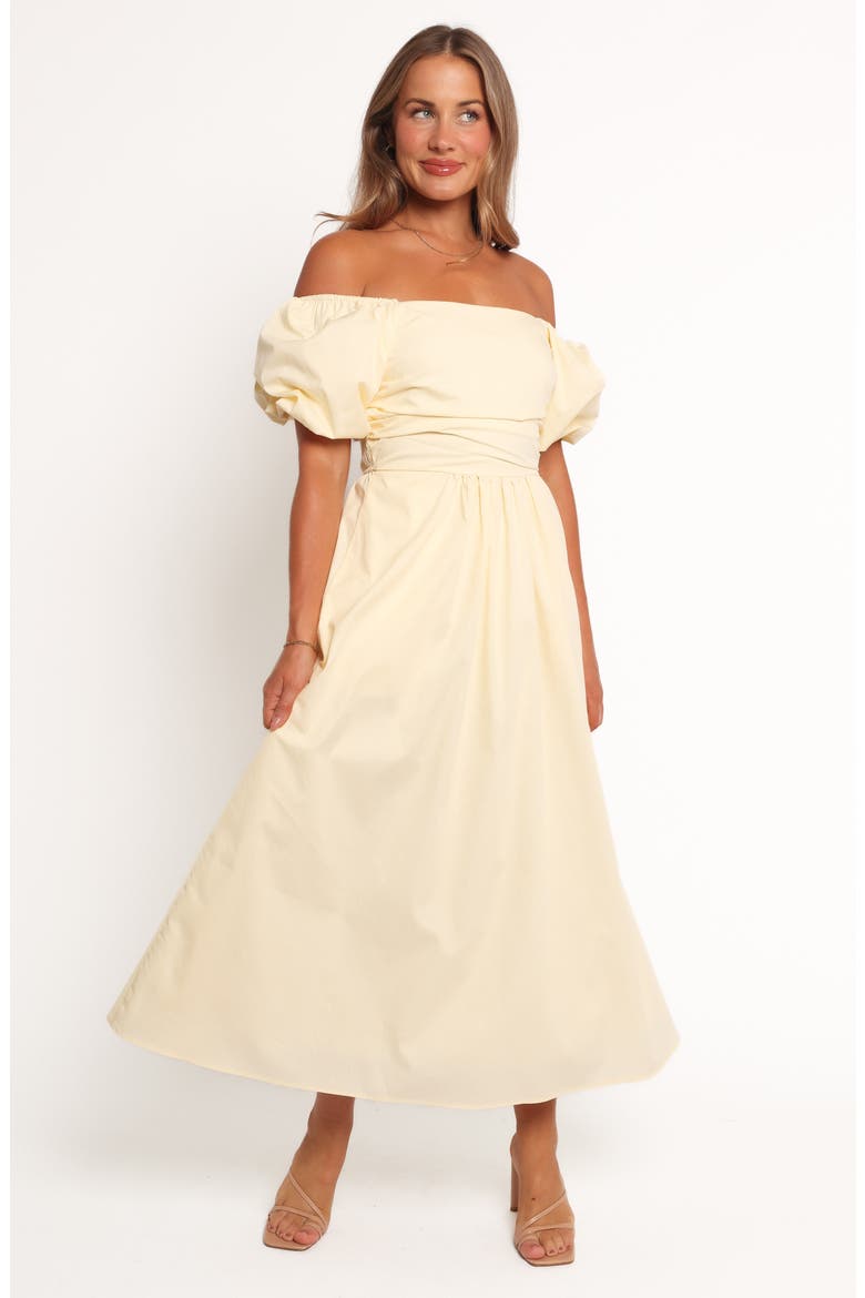 Clo Puff Sleeve Midi Dress, Alternate, color, YELLOW