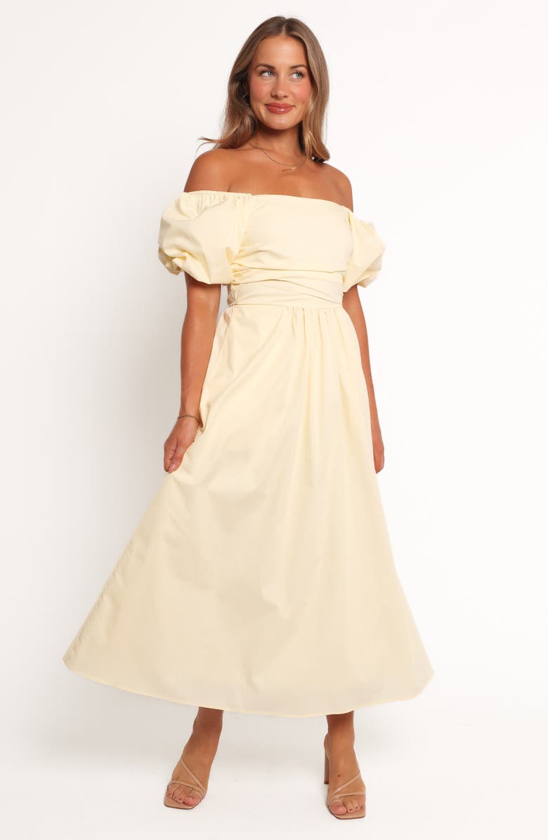 Petal & Pup Clo Puff Sleeve Midi Dress, Alternate, color, Yellow
