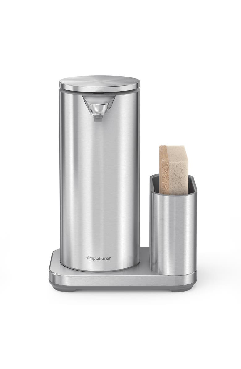 simplehuman Rechargeable Liquid Soap Sensor Pump & Caddy, Alternate, color, Brushed Stainless Steel