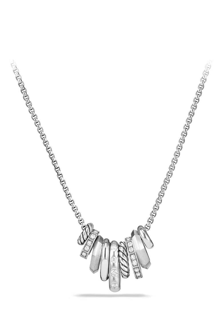 Stax Small Pendant Necklace with Diamonds, Main, color, SILVER