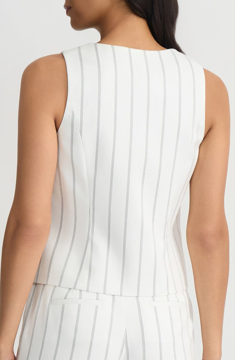 KASPER Pinstripe Scoop Neck Vest, Alternate, color, Lily White/ Black