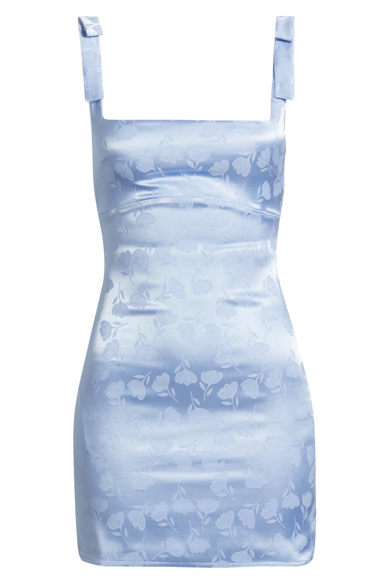 Floral Satin Jacquard Cocktail Minidress, Alternate, color, LIGHT BLUE