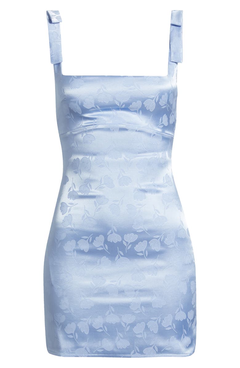 Jump Apparel Floral Satin Jacquard Cocktail Minidress, Alternate, color, Light Blue