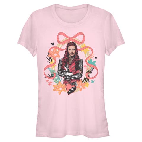 Junior's Descendants Wicked Wonderland Red Bow Portrait  Graphic T-Shirt