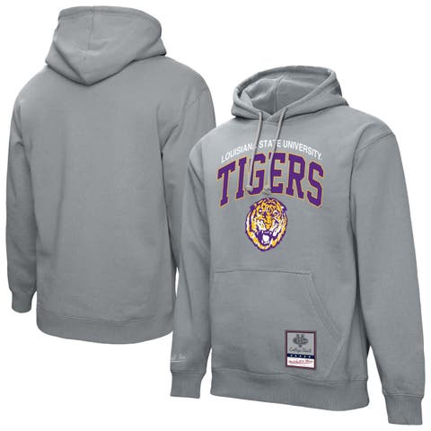 Men's Mitchell & Ness  Heather Gray LSU Tigers Classic Arch Pullover Hoodie