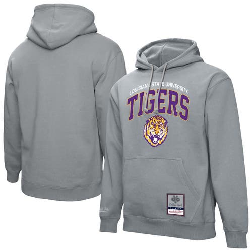 Mitchell & Ness Heather Gray Lsu Tigers Classic Arch Pullover Hoodie