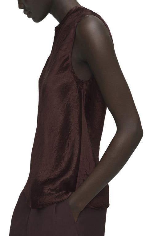 Mango Crinkle Satin Shell Top In Brown