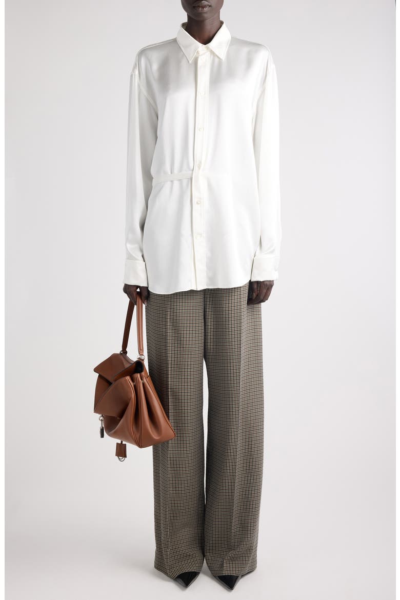 Silk Blend Wrap Shirt, Alternate, color, 9002 IVORY