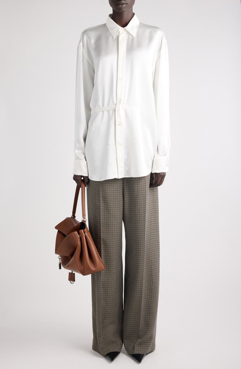 Balenciaga Silk Blend Wrap Shirt, Alternate, color, 9002 Ivory