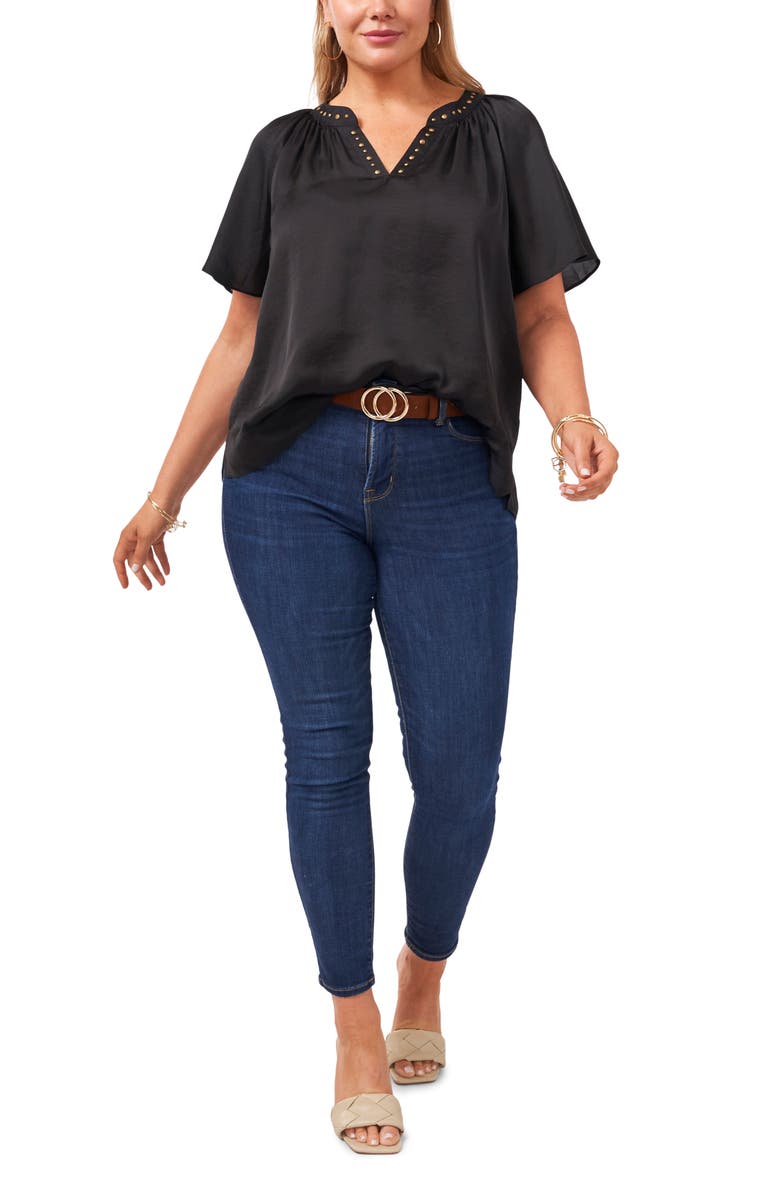 Vince Camuto Stud Satin Blouse, Alternate, color,