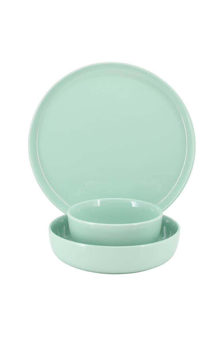 Duncan 18 Piece Porcelain Dinnerware Set, Alternate, color, Green
