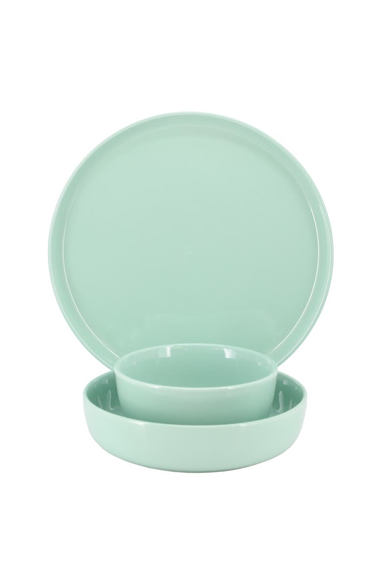 Elama Duncan 18 Piece Porcelain Dinnerware Set, Alternate, color, Green