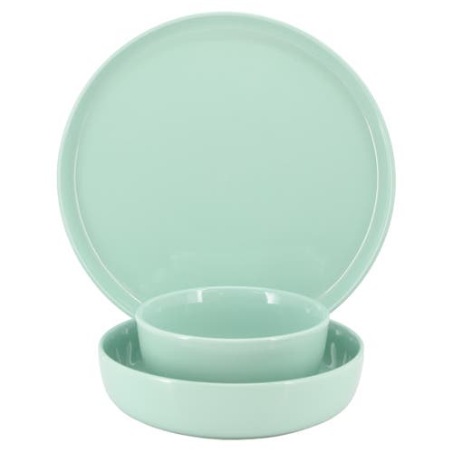 Elama Duncan Mint 18pc Porcelain Dinnerware Set In Green