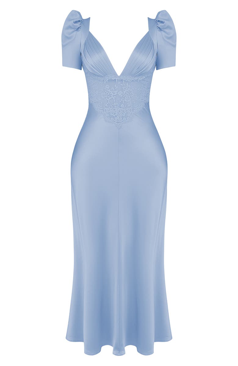 HOUSE OF CB Rafaela Lace Inset Silk Blend Cocktail Dress, Alternate, color, Dutch Canal