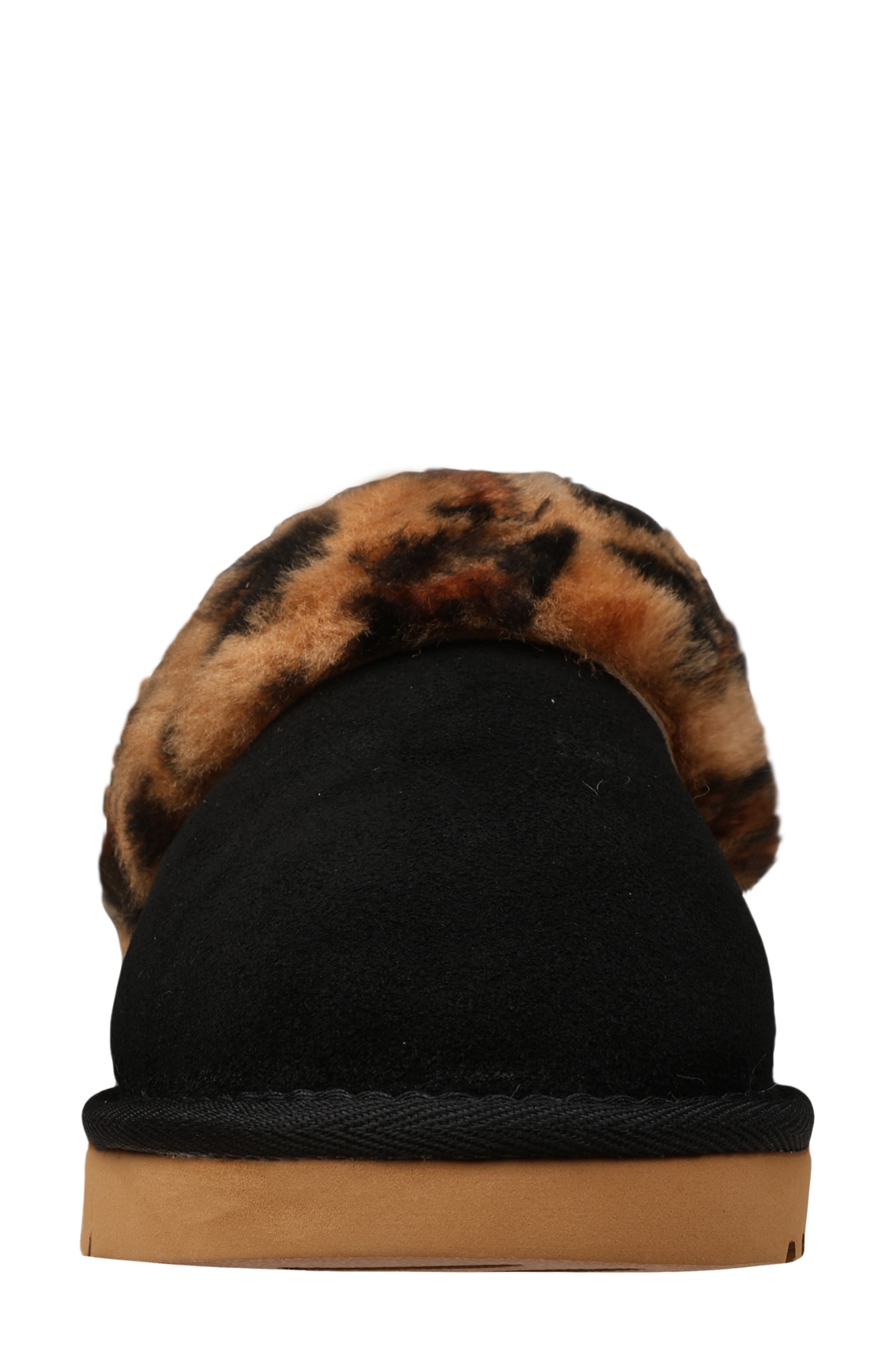 Mykos Genuine Shearling Suede Slipper, Alternate, color, Black/ Leopard