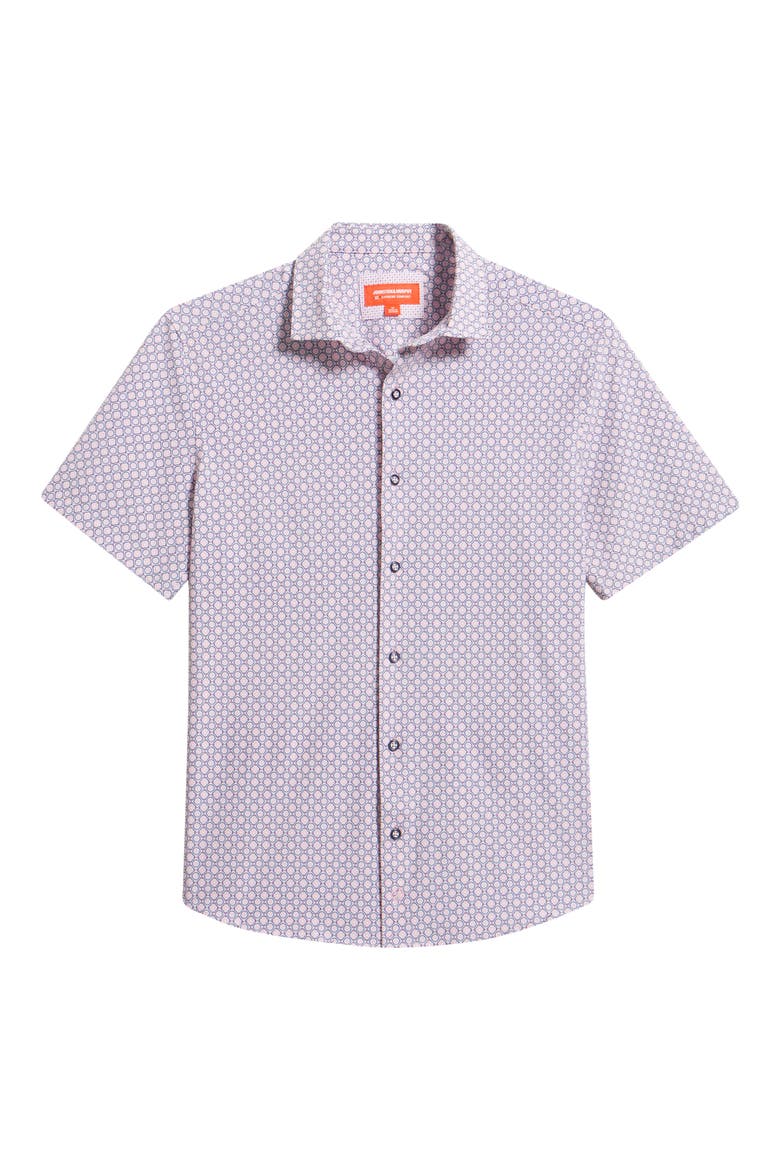 XC+™ Motion Medallion Print Short-Sleeve Performance Knit Button-Up Shirt, Alternate, color, PINK MEDALLION