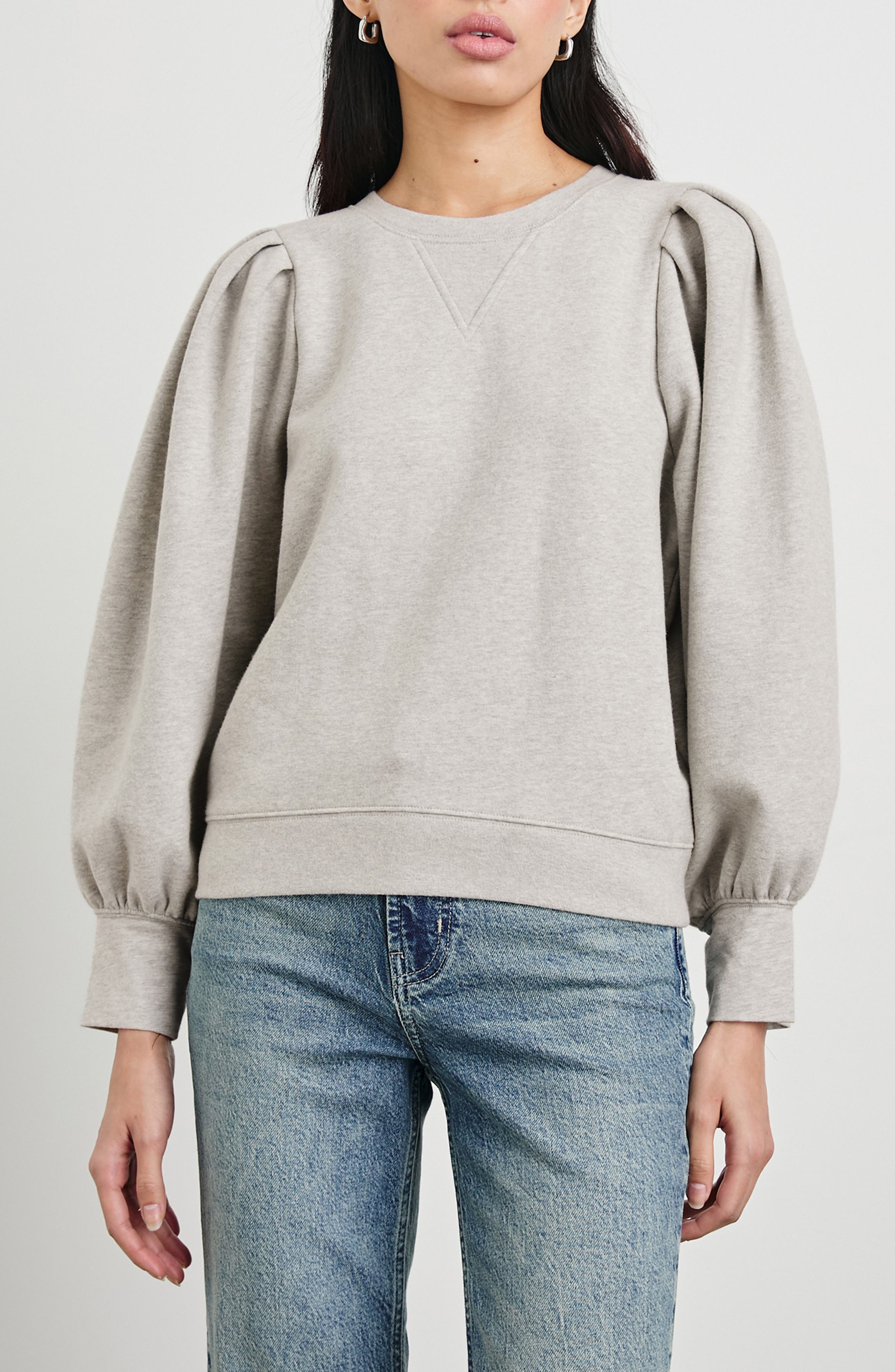 Tiffany Balloon Sleeve Cotton Sweatshirt