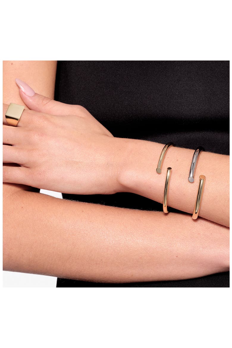 14K Gold Two-Tone Layered Edge Bangle Bracelet, Alternate, color, GOLD/SIVER