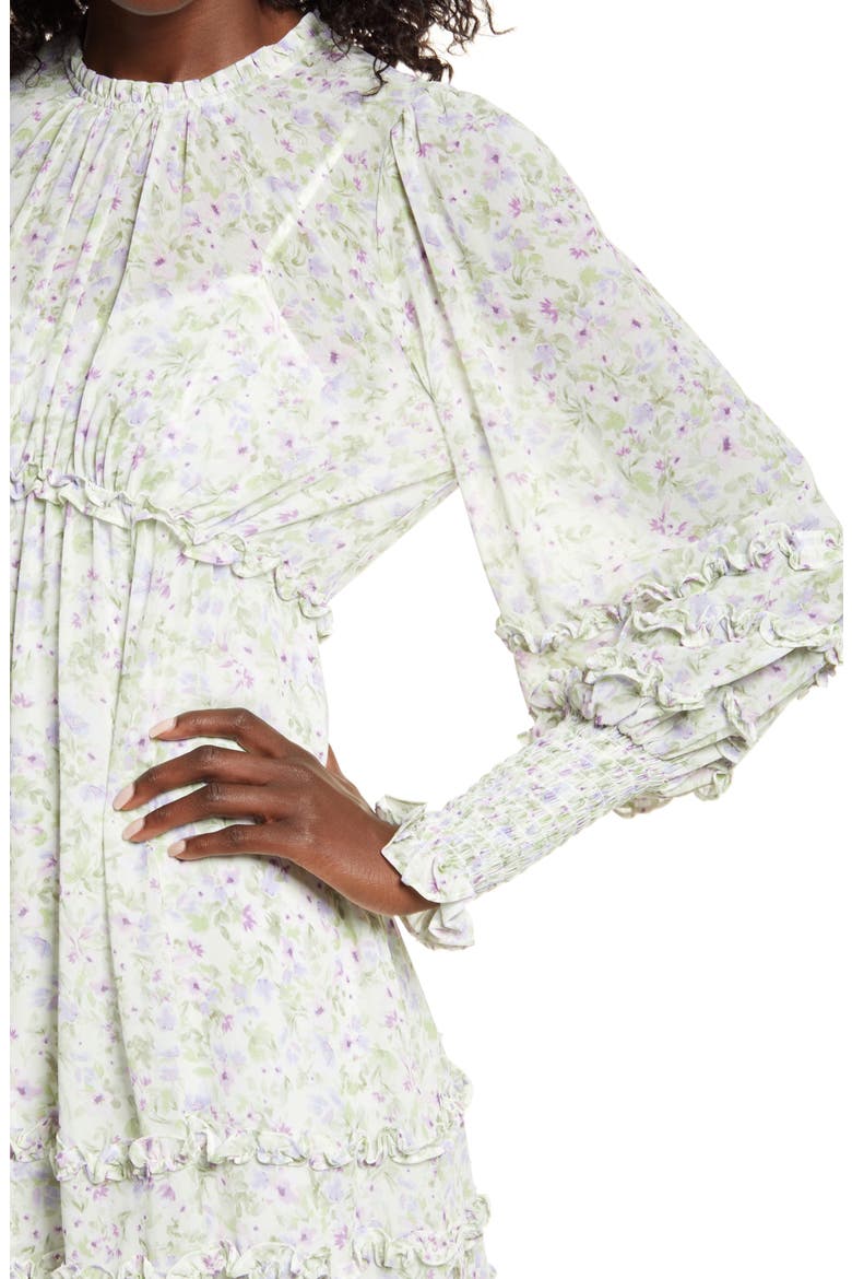 Floral & Ruffle Long Sleeve Minidress, Alternate, color, DREAMCATCHER DITSY