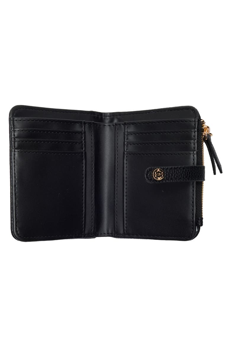 Faux Leather Bifold Wallet, Alternate, color, BLACK / GINGHAM BOWS