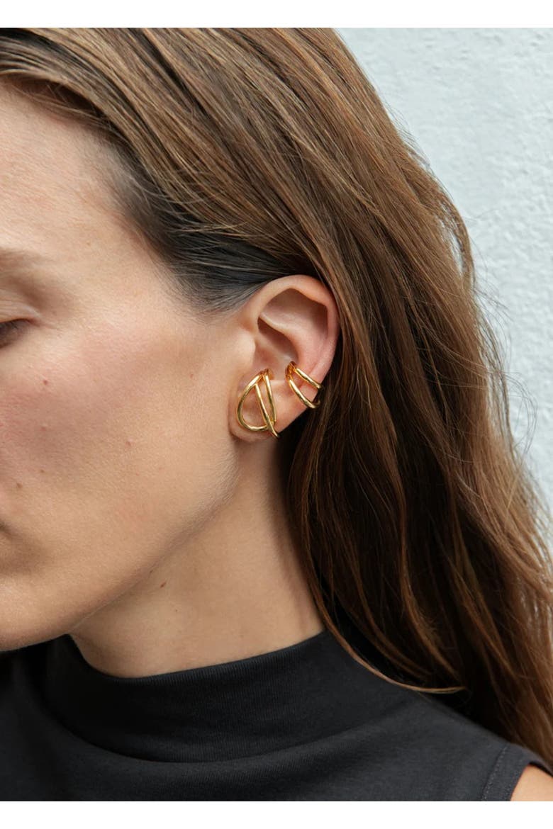 14kt Gold Double Ear Cuff, Alternate, color, Yellow Toned Gold