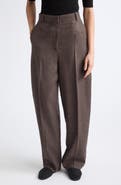 TOTEME High Waist Straight Leg Wool Blend Trousers