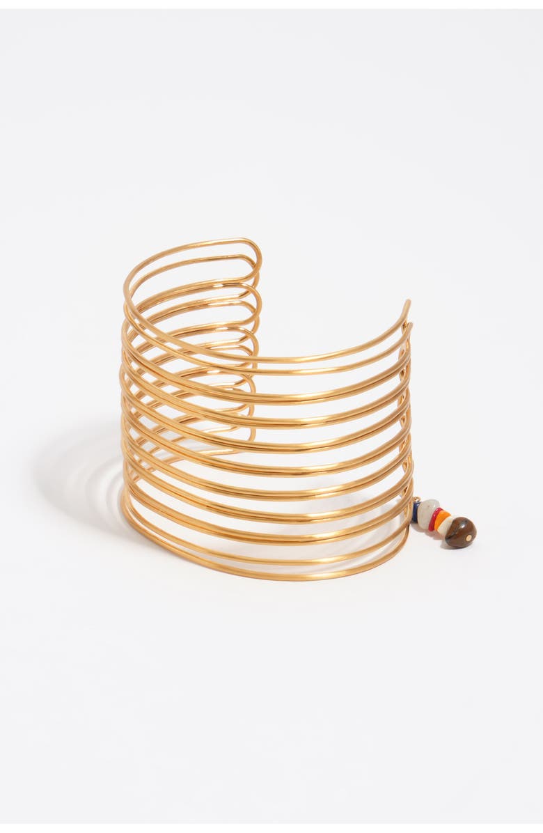 Bimba y Lola Forearm Bracelet With Bands In Aged Texture, Main, color, Gold