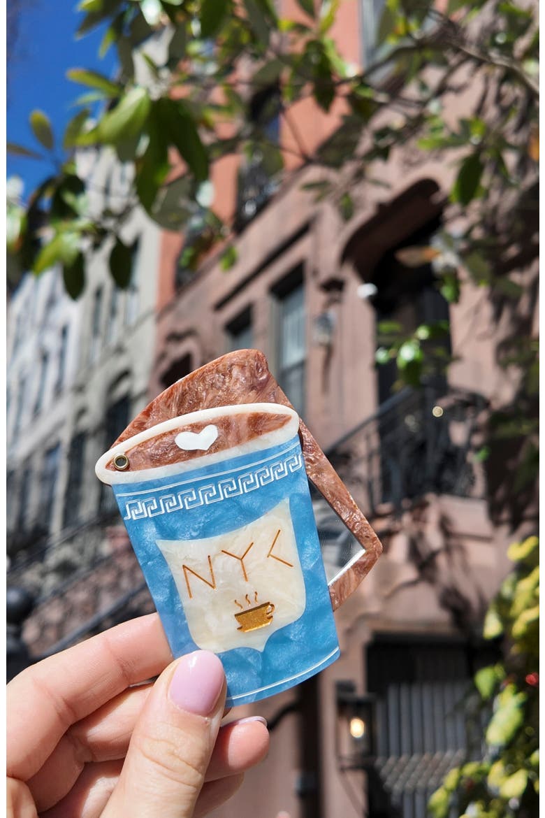 NYC Coffee Cup Compact Mirror, Alternate, color, BLUE
