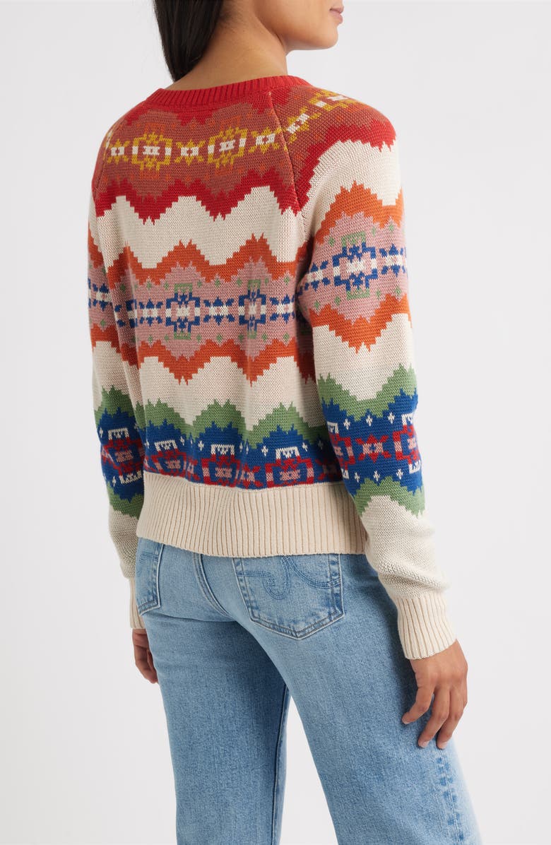 Pendleton Raglan Sleeve Cotton Sweater, Alternate, color, Ecru Harding Stripe